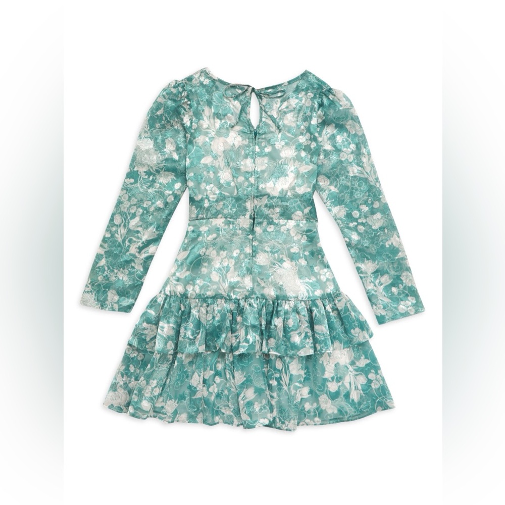 Marchesa Notte Little Girl's & Girl's Chiffon Tiered Wrap Dress Sage Size 10
